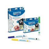 GIOTTO Decor Material Felt Tip Pens Hangable Cardboard Box - All Surfaces, 12 Colours