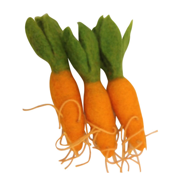 Mini Carrot x 3 Vegetable Felt Play Food by Papoose Dragonfly Toys