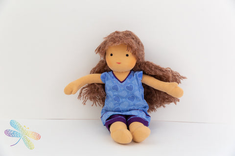 Small Steiner Doll- Girl with auburn curly hair, Dragonflytoys 