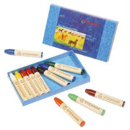 Stockmar 12 Wax Stick Crayons in Cardboard Box