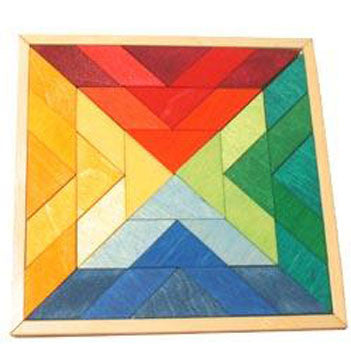 Colourful wooden puzzle   Indian Square design   Grimms Spiel and Holz