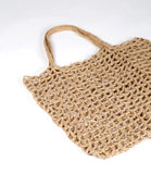 Cargo Net Shopper, Natural Jute Crochet with Macrame Handle - Natural