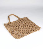 Cargo Net Shopper, Natural Jute Crochet with Macrame Handle - Natural