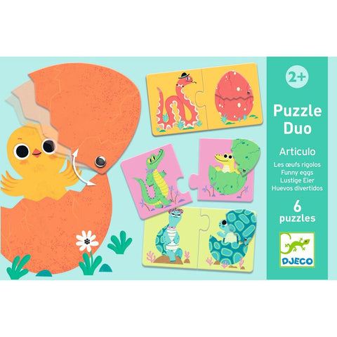 Duo Funny Eggs 12pcs Puzzle by Djeco, Dragonfly Toys 