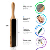 Dual-Sided Leather Paddle Strop & Polishing Compound