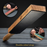 Dual-Sided Leather Paddle Strop & Polishing Compound