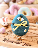 Felt Egg Cover - Blue with Bee Motif, Dragonfly Toys1 