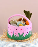 Felt Pink Basket with Colourful Dots, Dragonfly Toys