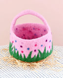 Felt Pink Basket with Colourful Dots, Dragonfly Toys