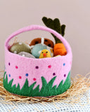 Felt Pink Basket with Colourful Dots, Dragonfly Toys