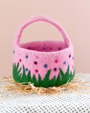 Felt Pink Basket with Colourful Dots, Dragonfly Toys