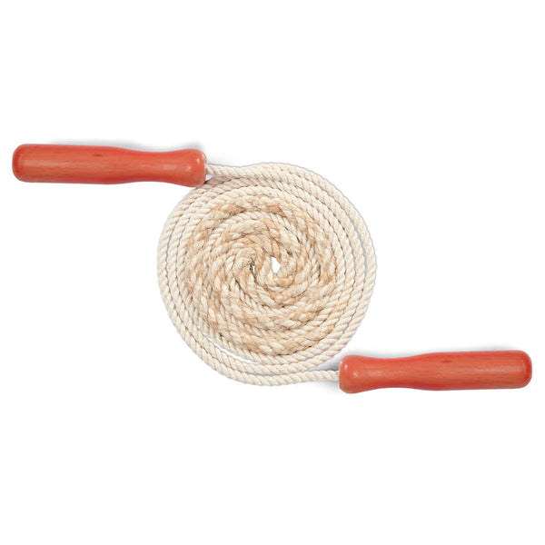 Gluckskafer Skipping Rope Natural Cotton with red wooden handle 250cm ...