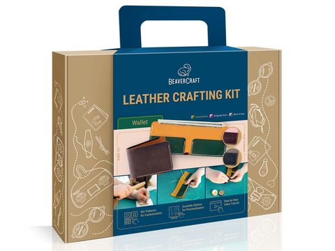 Leather Crafting Kit “Wallet” Burgundy/Rose