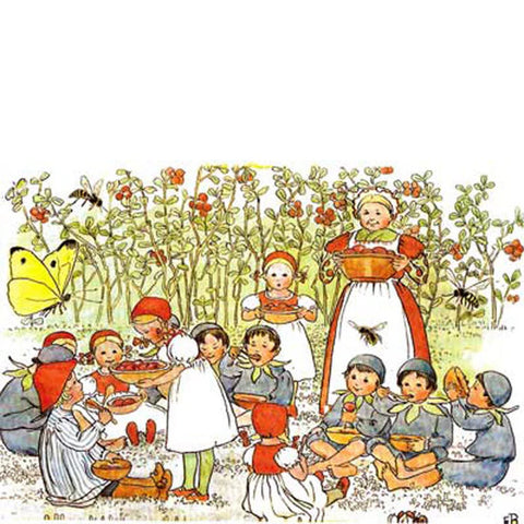 Postcard - Lingon mother's party - Elsa Beskow