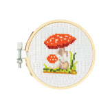 Mini Cross Stitch Embroidery Kit Mushroom by Kikkerland Dragonfly Toys