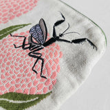 Morita MiW Pouch, Flowers and Praying Mantis in Beige