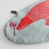 Morita MiW Pouch, Komodo Dragon and Flowers in Light Blue, Dragonfly Toys 