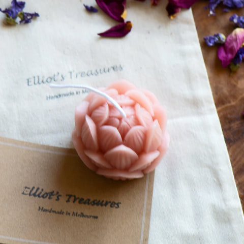 PinkLotusFlowerBeeswaxCandleDragonflyToys3