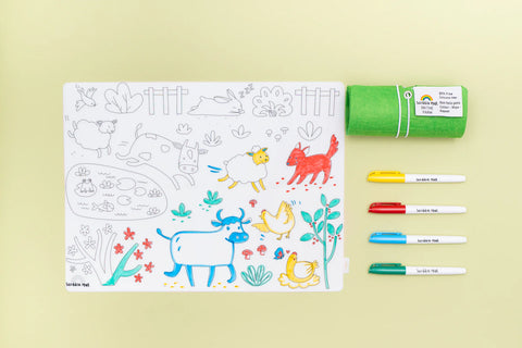 Scribble Mat Reusable Colouring Portable Mat - On the Farm