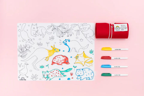 Scribble Mat Reusable Colouring Portable Mat - Baby Australian Animals