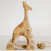 Wooden Push and Pull Along Wooden Giraffe, Dragonfly Toys 