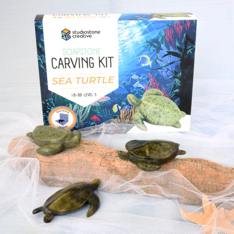 Sea Turtle Soapstone Carving Kit Studiostone Creative, Dragonfly Toys 