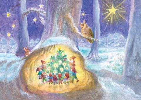 Gnomes Around The Christmas Tree Advent Small Calendar/Card, Dragonfly Toys 