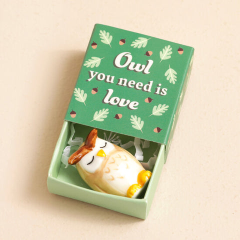 Tiny Matchbox Ceramic Owl Token, Dragonfly Toys 
