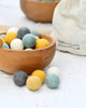 Wool Felt Balls in a Pouch - Yellow and Grey Tones, Dragonfly Toys 