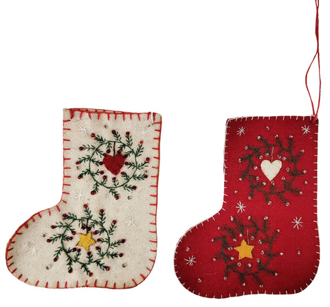 Wreaths on Mini Stocking Hanging Decoration