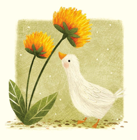 Greeting Card -Duck & Flower by Caroline McPherson