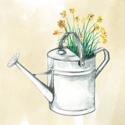 Greeting Card - Watering can with flowers by Virginia Hau