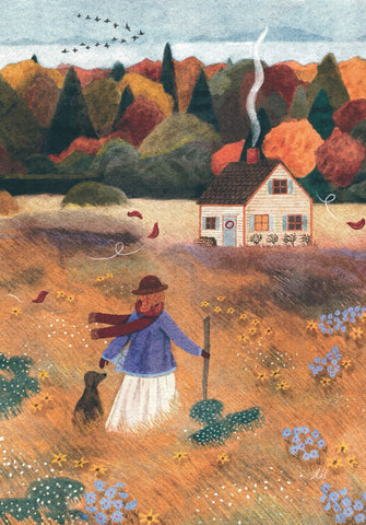 Greeting Card - Farmer & Dog by Elisabeth Dorrian