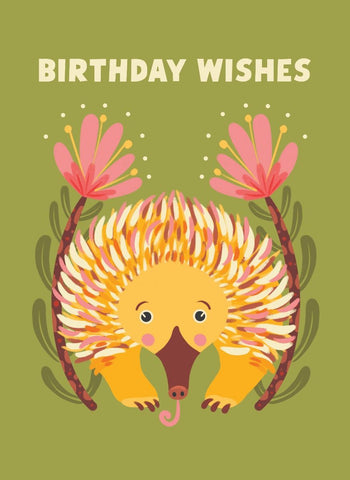 Greeting Card - Birthday Wishes Echidna by Emma Whitelaw