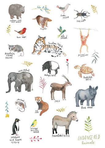 Greeting Card - Endangered Animals -  Jess Racklyeft  - Jess Mess