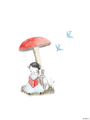 Greeting Card - Girl reading to Rabbit by Michelle Pleasance