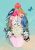 Greeting Card - Bouquet of flowers with birds and butterfly by Daniela Glassop