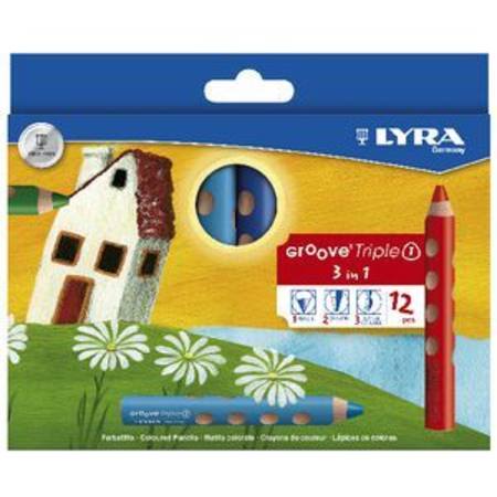Lyra Groove Triple Three in One Pencil Crayon - 12 pack