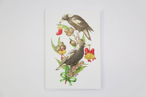 Christmas Greeting Card - Magpies, Dragonfly Toys