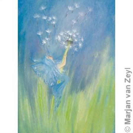 Fairy blowing dandelion postcard