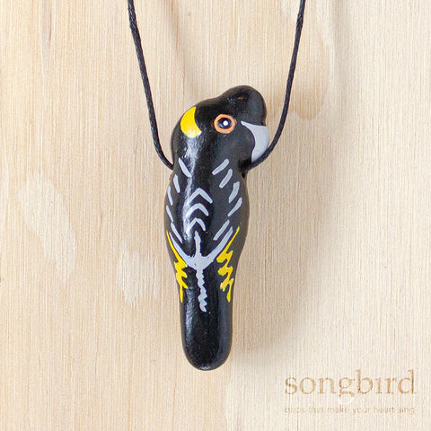 Songbird Whistle Necklaces - Yellow Tailed Black Cockatoo