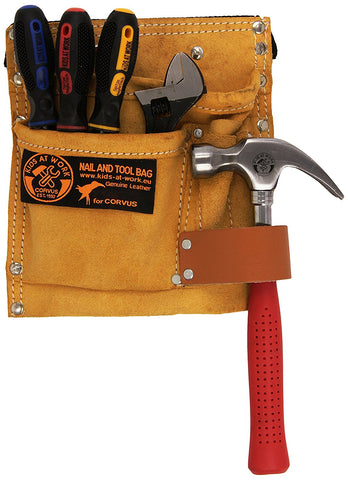 Carpenter Leather Tool Belt with Tools by Kids at Work, dragonfly toys