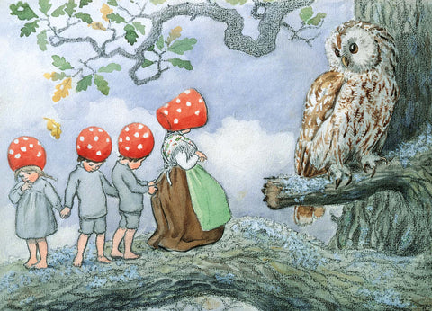 Children of the Forest with Owl Postcard