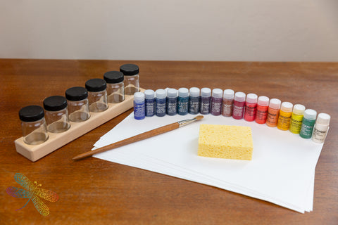Complete Stockmar Watercolour Paint Set with Paint Brush, Sponge, Large Paint Jar Holders and Wet on Wet Paper, dragonfly toys