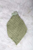 Crocodile Rubber Teether with Sage Green Muslin Comforter Dragonfly Toys 