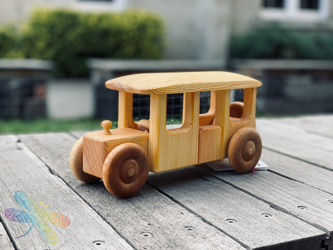 Omnibus, bus, debresk, wooden toy, made in sweden, dragonfly toys