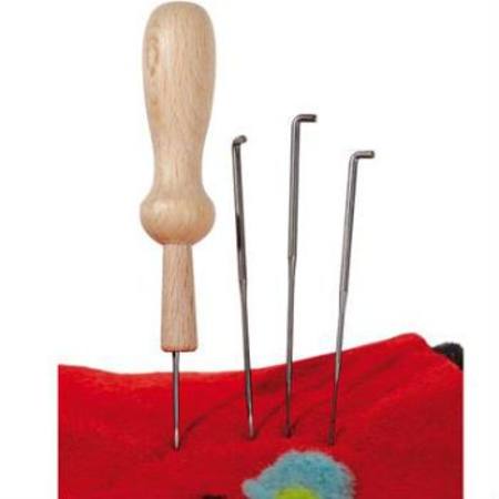 Felting Needle Set, 4 needles + 1 Wooden Holder