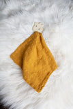 Giraffe Rubber Teether with Mustard Yellow Muslin Comforter, Dragonfly Toys 