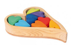 Grimms Wooden Heart Blocks Rainbow