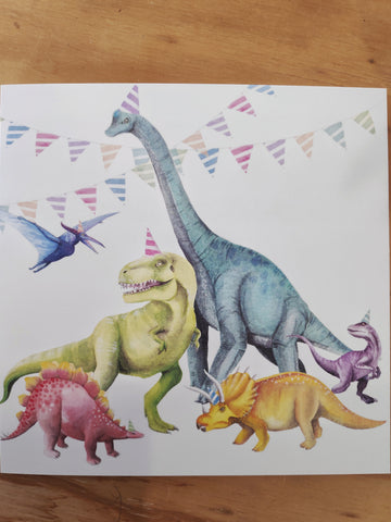 Dinosaur birthday Greeting Card- By Susannah Kay
